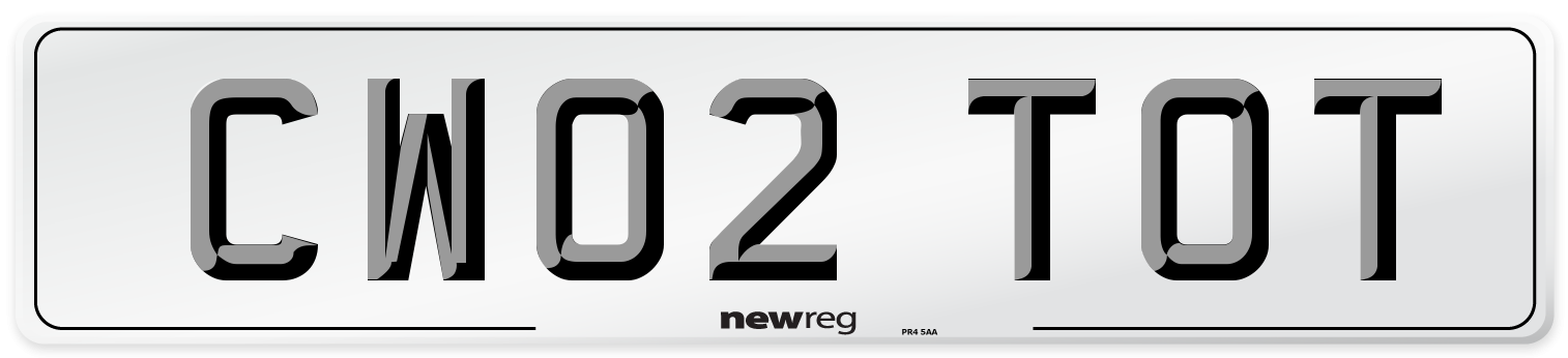 CW02 TOT Number Plate from New Reg